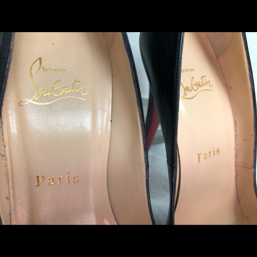 Christian Louboutin peep black toe heels - size 7 - Picture 4 of 6